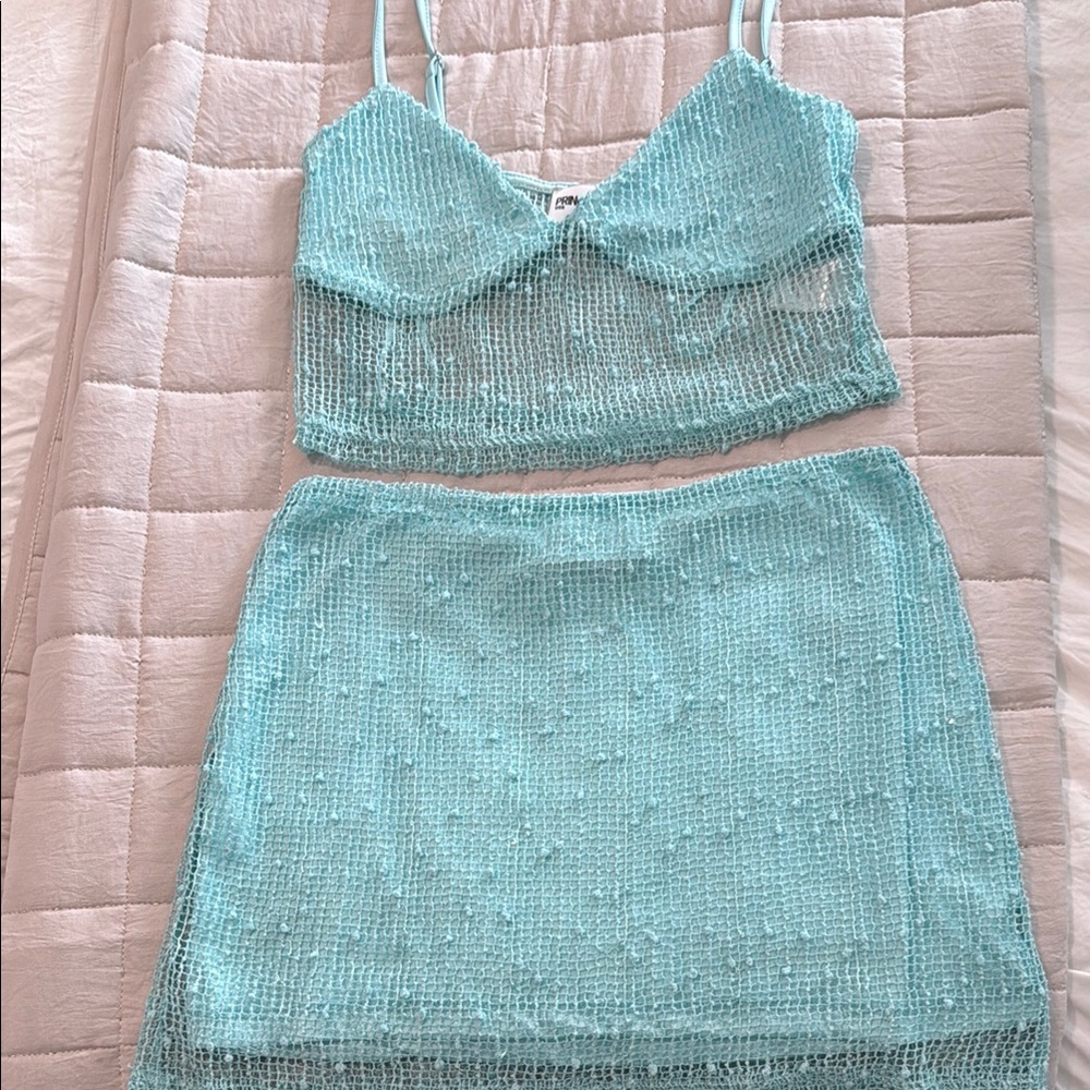 Princess Polly Green Sequin Mini Skirt Cocktail Set